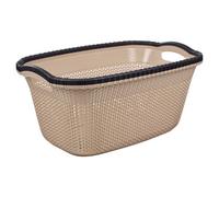 URBNLIVING Violetta Plastic Rattan Laundry Clothes Basket Storage Hamper with Handles (Cappuccino, 40L)