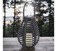 Urbn-Living Urbnliving Height 26Cm Cylindrical Black Colour Warm White Led Solar Lantern Hanging With Handle Garden Décor