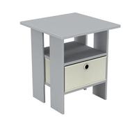 Urbn-Living Urbnliving Height 45Cm 2 Tier Bedside Table Grey And Beige 1 Drawer Nightstand