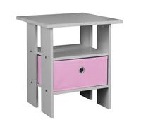 Urbn-Living Urbnliving Height 45Cm 2 Tier Bedside Table Grey And Pink 1 Drawer Nightstand