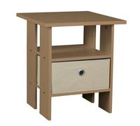 Urbn-Living Urbnliving Height 45Cm 2 Tier Bedside Table Oak And Beige 1 Drawer Nightstand