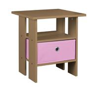 Urbn-Living Urbnliving Height 45Cm 2 Tier Bedside Table Oak And Pink 1 Drawer Nightstand