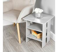 Urbn-Living Urbnliving Height 45Cm 2 Tier Side Table Wooden Bedroom Bedside Table Colour Grey Nightstand Living Room Side Cabinet