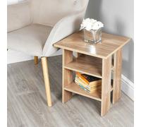 Urbn-Living Urbnliving Height 45Cm 2 Tier Side Table Wooden Bedroom Bedside Table Colour Oak Nightstand Living Room Side Cabinet