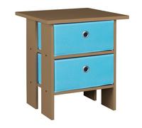 URBNLIVING 2 Tier Oak Wooden Modern Side End Table With 2 Colourful Drawer (Light Blue)