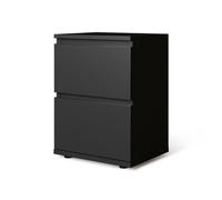 Urbn-Living Urbnliving Height 49Cm 2 Drawer Wooden Bedroom Bedside Cabinet Colour Black Carcass And Black Drawers No Handle Nightstand