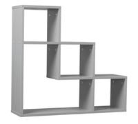 Urbn-Living Urbnliving Height 56Cm Lyon 3 Step Wooden Floating Wall Mounting Colour Grey Shelf Display Unit Book Storage Decor