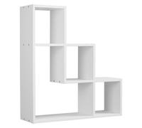 Urbn-Living Urbnliving Height 56Cm Lyon 3 Step Wooden Floating Wall Mounting Colour White Shelf Display Unit Book Storage Decor