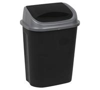 (50L) Plastic Swing Top Waste Bin Can Dustbin Black & Grey Home Office Kitchen