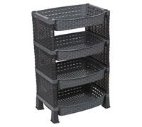 URBNLIVING 4 Tier Shelves Fruit Vegetable Baskets Storage Cart Rack Home Kitchen Organiser (Anthracite)