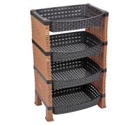 Urbn-Living Urbnliving Height 65Cm 4 Tier Brown Shelves Fruit Vegetable Baskets Storage Cart Rack Home Kitchen Organiser