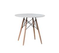 Urbn-Living Urbnliving Height 74Cm Tromso Round Indoor Kitchen Office Dining Colour White Table Scandi Style Wooden Legs