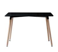 Urbn-Living Urbnliving Height 75Cm 4 6 Seat Tromso Rectangle Scandi Colour Black Style Kitchen Table Wooden Legs Dining Room