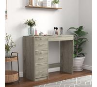 Urbn-Living Urbnliving Height 79.5Cm 3 Drawer Wooden Bedroom Dressing Ash Grey Carcass And Ash Grey Drawers Computer Work Table Desk Jewellery