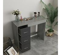 Urbn-Living Urbnliving Height 79.5Cm 3 Drawer Wooden Bedroom Dressing Computer Work Table Desk Ash Grey Carcass And Black Drawers Jewellery
