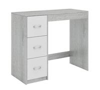 Urbn-Living Urbnliving Height 79.5Cm 3 Drawer Wooden Bedroom Dressing Computer Work Table Desk Ash Grey Carcass And White Drawers Jewellery