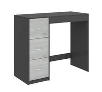 Urbn-Living Urbnliving Height 79.5Cm 3 Drawer Wooden Bedroom Dressing Computer Work Table Desk Black Carcass And Ash Grey Drawers Jewellery