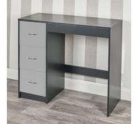 Urbn-Living Urbnliving Height 79.5Cm 3 Drawer Wooden Bedroom Dressing Computer Work Table Desk Black Carcass And Grey Drawers Jewellery
