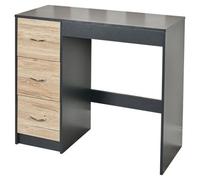Urbn-Living Urbnliving Height 79.5Cm 3 Drawer Wooden Bedroom Dressing Computer Work Table Desk Black Carcass And Oak Drawers Jewellery
