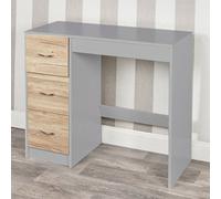 Urbn-Living Urbnliving Height 79.5Cm 3 Drawer Wooden Bedroom Dressing Computer Work Table Desk Grey Carcass And Oak Drawers Jewellery