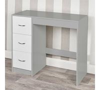 Urbn-Living Urbnliving Height 79.5Cm 3 Drawer Wooden Bedroom Dressing Computer Work Table Desk Grey Carcass And White Drawers Jewellery