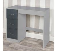 Urbn-Living Urbnliving Height 79.5Cm 3 Drawer Wooden Bedroom Dressing Computer Work Table Desk Grey Carcass And Black Drawers Jewellery