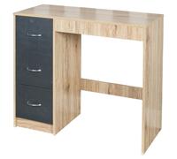 Urbn-Living Urbnliving Height 79.5Cm 3 Drawer Wooden Bedroom Dressing Computer Work Table Desk Oak Carcass And Black Drawers Jewellery