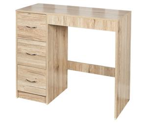 Urbn-Living Urbnliving Height 79.5Cm 3 Drawer Wooden Bedroom Dressing Computer Work Table Desk Oak Carcass And Oak Drawers Jewellery