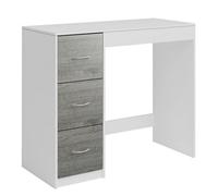 Urbn-Living Urbnliving Height 79.5Cm 3 Drawer Wooden Bedroom Dressing Computer Work Table Desk White Carcass And Ash Grey Drawers Jewellery