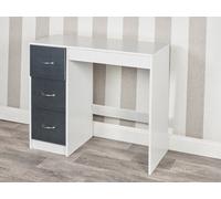 Urbn-Living Urbnliving Height 79.5Cm 3 Drawer Wooden Bedroom Dressing Computer Work Table White Carcass And Black Drawers Desk Jewellery