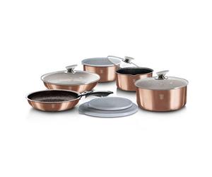 Urbn-Living Urbnliving Height 8.4Cm Berlinger Haus 12Pc Rose Gold Space Saving Cookware Set Pots Pans Induction Lids Handle