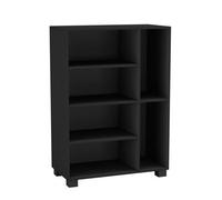 Urbn-Living Urbnliving Height 84Cm 6 Section Black Small Wooden Bookcase