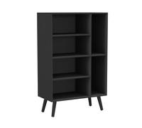 Urbn-Living Urbnliving Height 84Cm 6 Section Wooden Black Bookcase With Legs