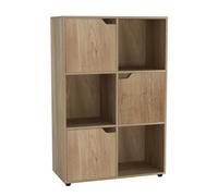 Urbn-Living Urbnliving Height 90.5Cm 6 Cube Oak Wooden Bookcase With Doors Stylish Display Shelves Storage Unit