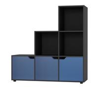 Urbn-Living Urbnliving Height 90.5Cm 6 Cube Step Black Storage Bookcase Unit