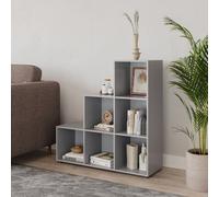 Urbn-Living Urbnliving Height 90.5Cm 6 Cube Step Grey Storage Bookcase Unit