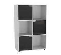 Urbn-Living Urbnliving Height 90.5Cm 6 Cube White Wooden Bookcase With Black Doors Stylish Display Shelves Storage Unit