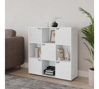 Urbn-Living Urbnliving Height 90.5Cm 9 Cube White Wooden Bookcase With Doors Stylish Display Shelves Storage Unit