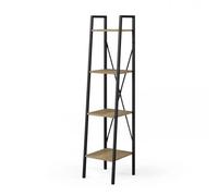 Urbn-Living Urbnliving Modern Bookcase 4 Tier Industrial Storage Display Shelf Steel Frame Freestanding - Modern Oak