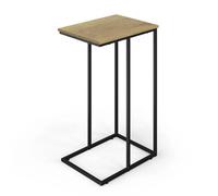 Urbn-Living Urbnliving Modern C-Shaped Industrial Sofa Side Table With Steel Frame And Modern Oak Top
