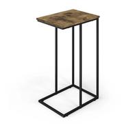 Urbn-Living Urbnliving Modern C-Shaped Industrial Sofa Side Table With Steel Frame And Rustic Wood Top