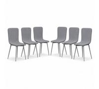 Urbn-Living Urbnliving Modern Dining Chairs Padded Scoop Back Chunky Weave Fabric Metal Legs Set Of 6