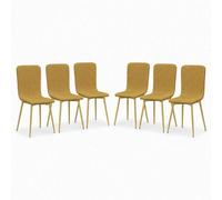 Urbn-Living Urbnliving Modern Dining Chairs Padded Scoop Back Chunky Weave Fabric Metal Legs Set Of 6