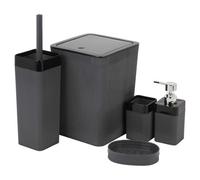 Urbn-Living Urbnliving Premium Black 5 Piece Bathroom Accessories Set Bin Soap Dispenser Toothbrush Holder And Wc Brush
