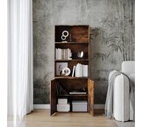 Urbn-Living Urbnliving Rustic Brown 3 Tier Wide Bookcase Deep Storage Shelf For Living & Dining Room