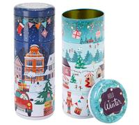 Urbn-Living Urbnliving Set Of Mini Christmas Metal Storage Tins - Festive Nesting & Stacking Containers 1 Of Each Design