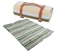 URBNLIVING Waterproof Picnic Blanket Outdoor Beach Camping Mat, Foldable Polyester Rug with Waterproof Backing and Carry Handle, Portable Travel Blanket for Park, BBQ and Family Trips - Large