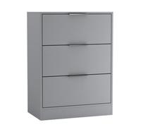 Urbn-Living Urbnliving Width 60Cm Grey Colour Chest Of 3 Drawers Modern Compact Storage Bedside Metal Handle Cabinet Bedroom Furniture