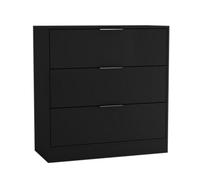Urbn-Living Urbnliving Width 80Cm Black Colour Chest Of 3 Drawers Modern Compact Storage Bedside Metal Handle Cabinet Bedroom Furniture