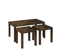 Urbn-Living Urbnliving Wooden Nesting Stacking Rustic Brown Color Coffee Side Centre Tables Living Room Furniture, Set Of 3